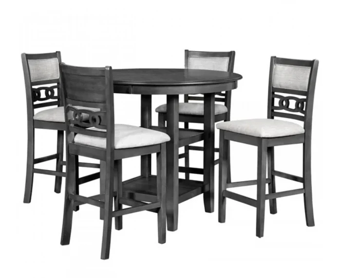 Mesa de Comedor Alta Redonda Gia 42" con 4 Sillas - Color Gris