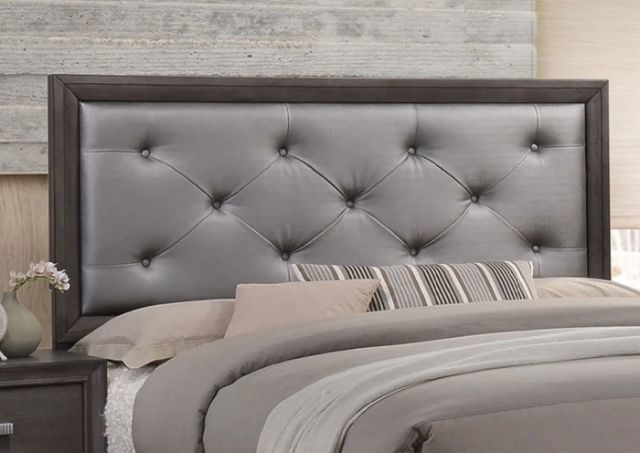Bedroom Set Full 5 Pieces with Upholstered Panel Headboard &mdash; Gray