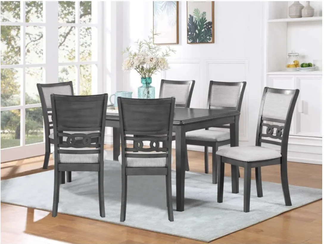 Dining Table Gia 60" with Chairs (Set of 7) &mdash; Gray