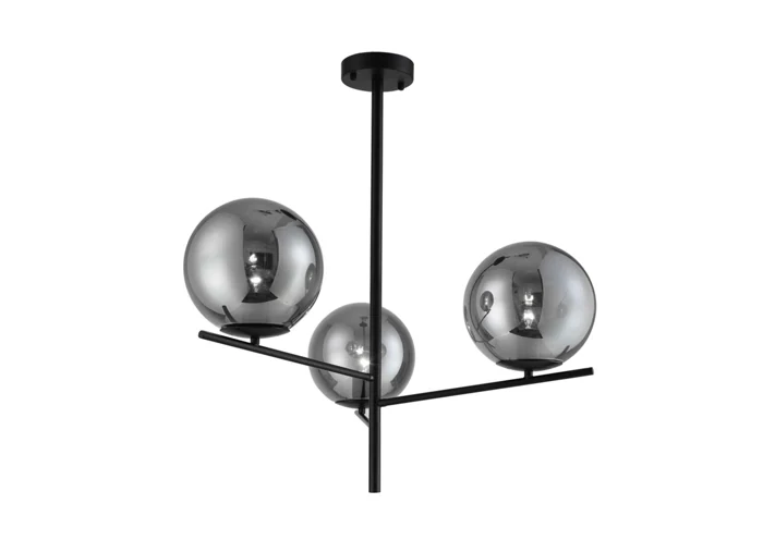 Lámpara colgante de metal de 47 ", 3 luces con vidrio ahumado B
