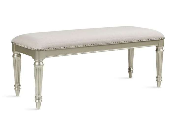 Upholstered Bench &mdash; Silver and Gold