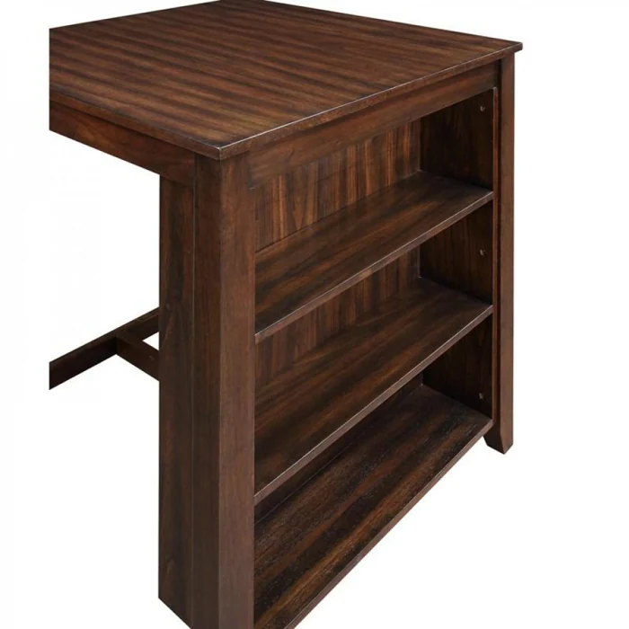 Mesa Alta con Estantes Gia 30" con 2 Sillas (Juego de 3) - Color Cafe