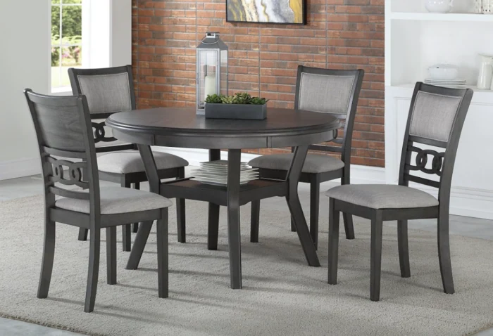 Round Dining Table Gia 47" with 4 Chairs &mdash; Gray