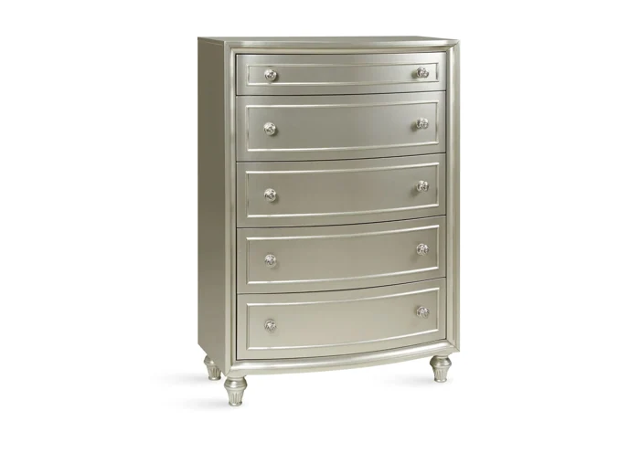 5 Drawer Chest &mdash; Silver and Gold
