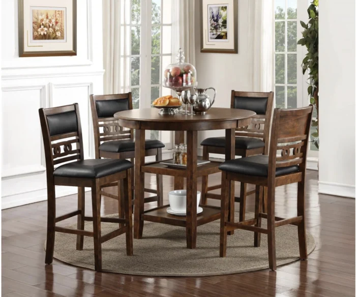 Round Counter Height Dining Table Gia 42" with 4 Chairs &mdash; Brown