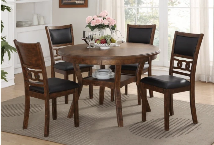 Round Dining Table Gia 47" with 4 Chairs &mdash; Brown