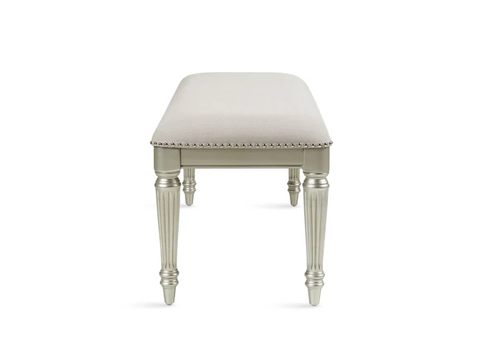 Upholstered Bench &mdash; Silver and Gold