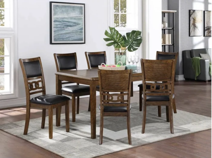 Mesa de Comedor Gia 60" con Sillas (Juego de 7) - Color Cafe