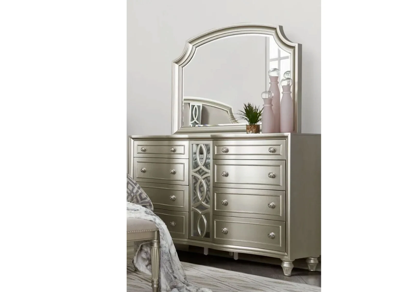 Dresser and Mirror &mdash; Silver and Gold