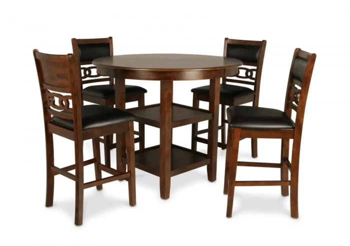 Mesa de Comedor Alta Redonda Gia 42" con 4 Sillas - Color Cafe