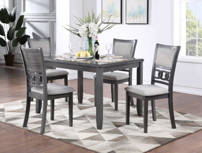 Dining Table Gia 60" with 4 Chairs &mdash; Gray