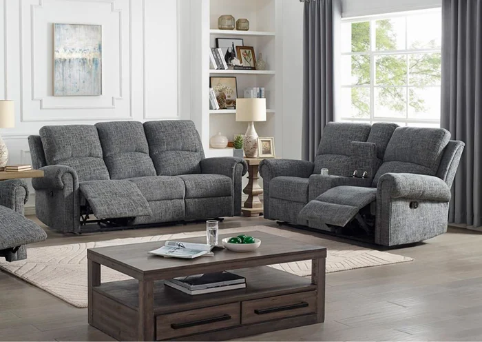 Sala Reclinable Connor 2 Piezas - Color Gris
