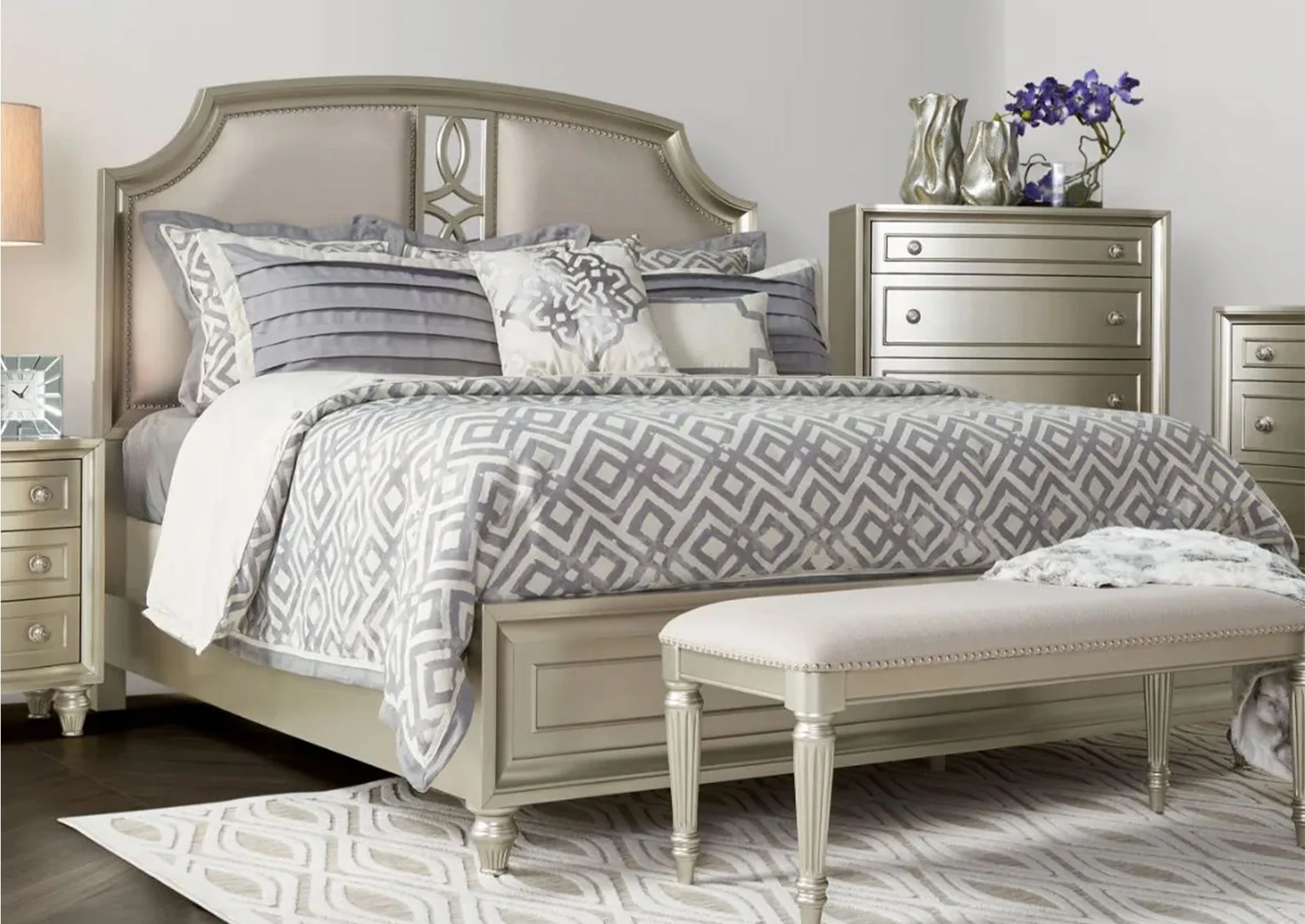 Domitorio Arqueado King 5 piezas - Silver and Gold